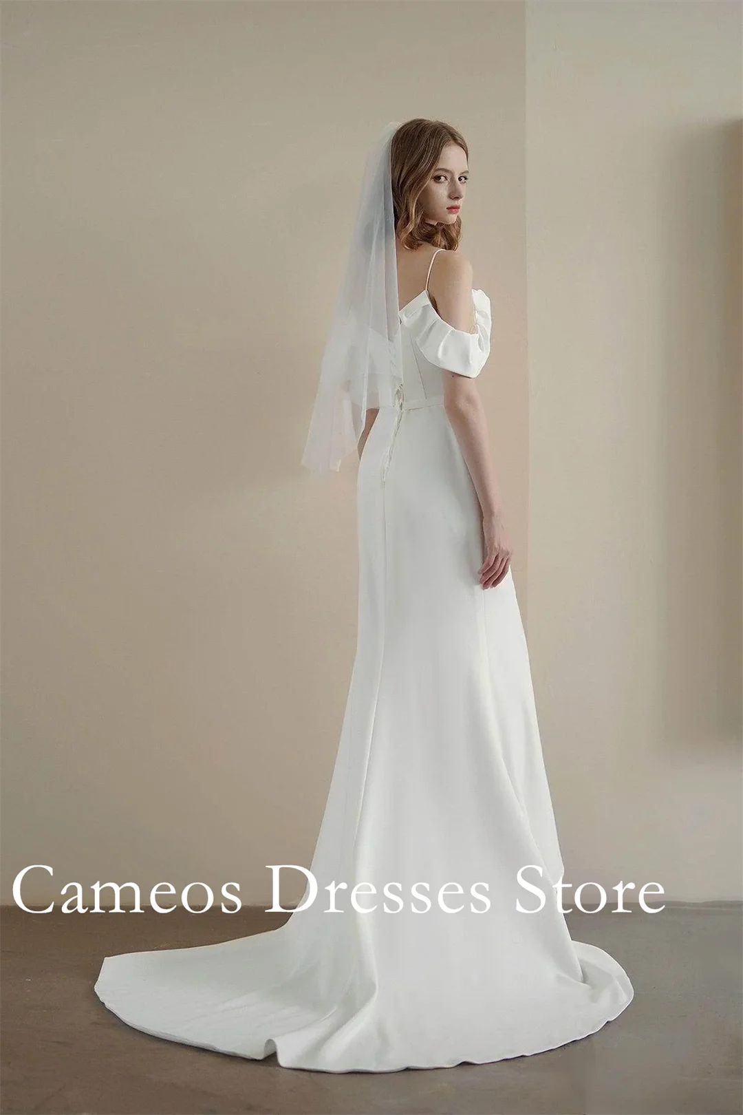 Sondr personalizado querida bainha vestidos de casamento simples cetim de seda mangas curtas ruched vestidos de noiva feminino