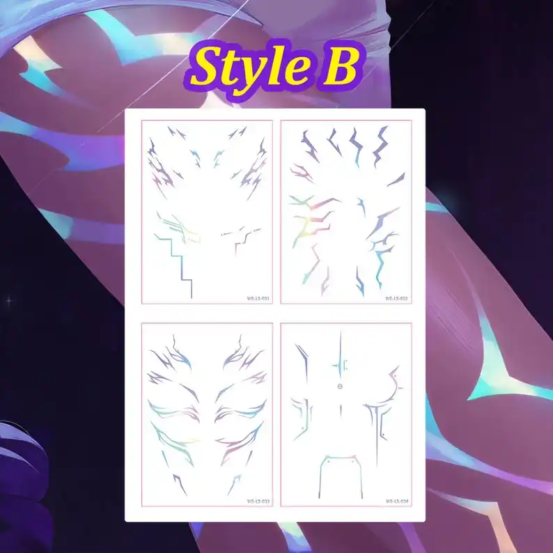 Pegatinas de tatuaje de cazador de demonios K-POP, tatuaje temporal de Cosplay Rmi Jiu para cara, brazo, cintura, pecho, pegatina de arte corporal de fiesta K-pop