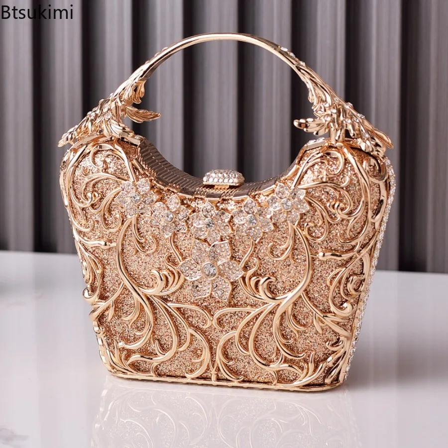 Hollow Out Metal Evening Bags Women's Fashion Shiny Party Banquet Handbags Elegant Luxury Clutch Bags Chain Shoulder Bag Purses - view 3