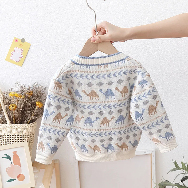 2023 Autumn Children Knitted Sweater Baby Boy Girl Cartoon Cardigans Outerwear Kids Clothes Casual Warm Toddler Clothing Свитер