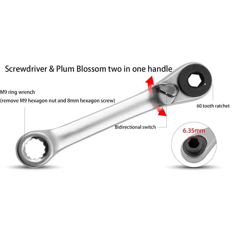 Mini 1/4 Double Ended Quick Socket Ratchet Wrench Rod Screwdriver Bit Tools Ratchet Handle Wrench