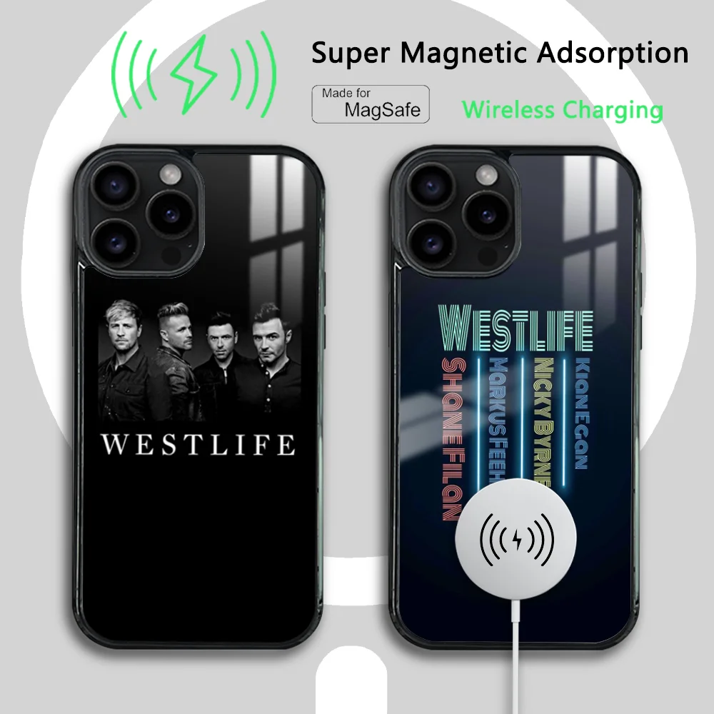 

W-Westlife Magsafe Phone Case For iPhone 15 14 13 12 11 Pro Max Plus Mini Mirror Magnetic Cover Wireless Charging Funda