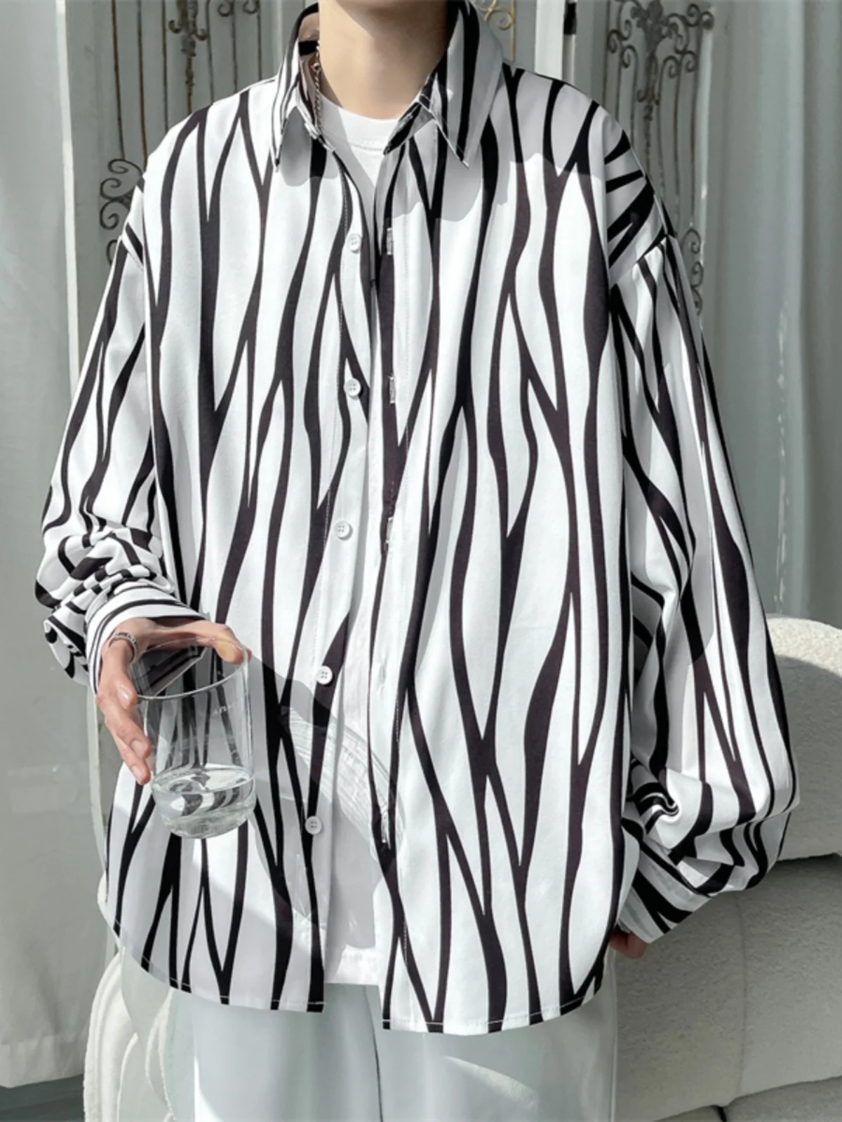 

Trendy Striped Long Sve Casual irt for Men Spring 2025 New Sle Loose Fit Comfortable Outerwear Resistant to Ironing