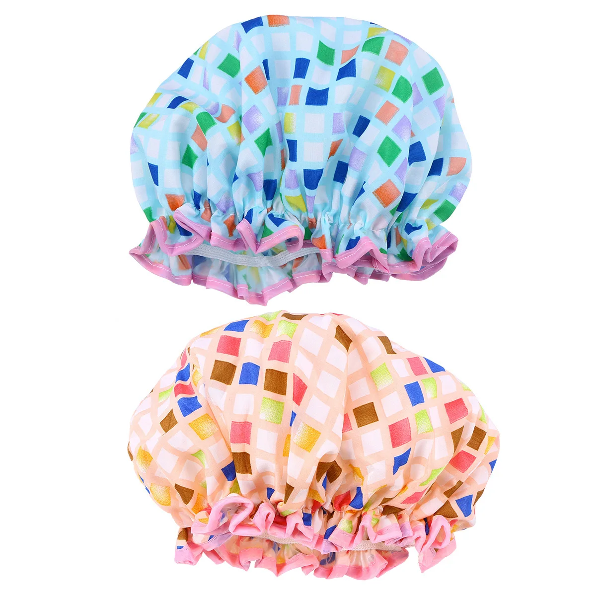 

2pcs Waterproof Shower Hat Thickened Eva Bath Cap For Women One Size Fits Most Soft Foldable Hair Protection Spa Travel