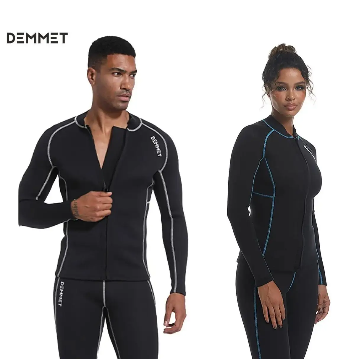 Men/Women 1.5mm CRSC Neoprene Wetsuits Top Jacket Front Zipper Long Sleeves Diving Suit for Swimming Snorkeling Scuba Diver Surf