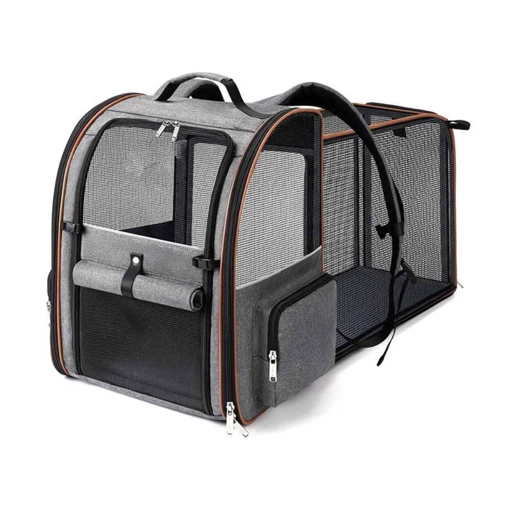

Large Capacity Expandable Backpack for Dog and Cat Portable Pet Travel Carrier Foldable Pet Backpack for Airplane Hiking Outing