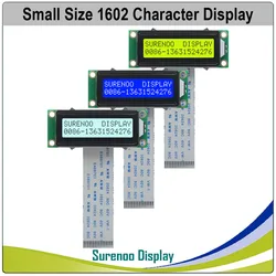 Surenoo 162 16X2 1602 작은 문자 LCD 모듈 디스플레이 화면, LCM STN 옐로우 그린 블루 네거티브 화이트 옐로우 LED 백라이트