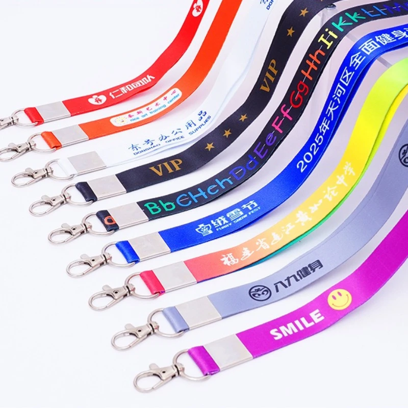 50 Pcs Sublimation Printing Hanging Neck Lanyard Custom LOGO ID Badge Holder Anti-Lost Keychain Rope 1.5cm Width