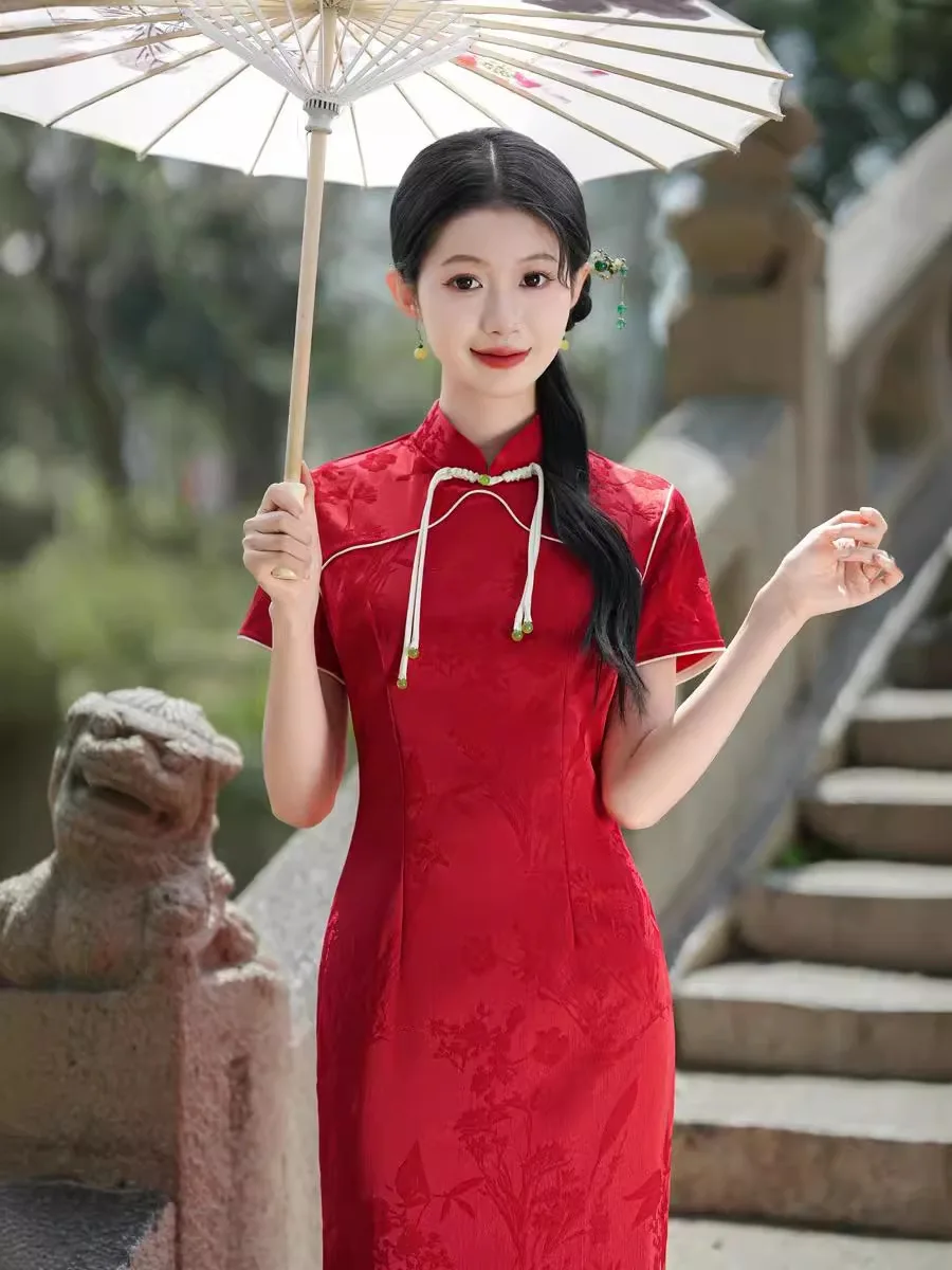 Vestido high-end feminino, novo estilo chinês, Qipao verão, melhoria diária, juventude fresca, 2024