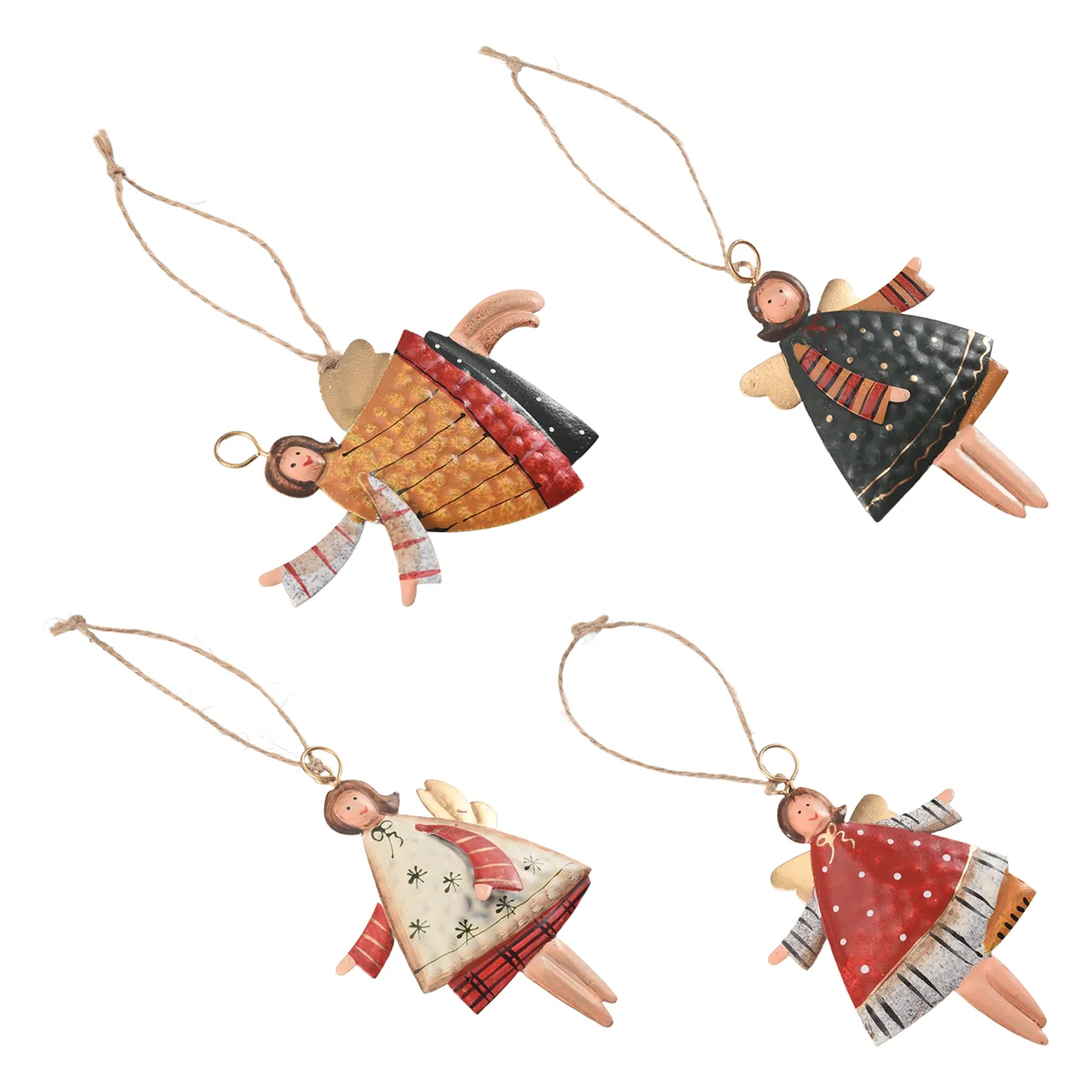 4 pçs natal metal dança anjo pingentes árvore de natal pendurado ornamentos árvore de natal boneca decorações para festa em casa