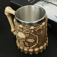 450ml 3D Viking Stainless Steel Skull Mug with Handle Drinking Vessel Tankard Coffee Cup