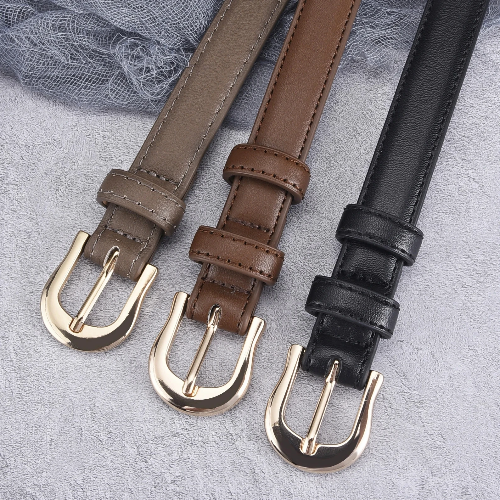 1pc Women's Belt Fashion Simple Versatile Thin Belt Authentic High Grade Trend Soft Belt Paired Western Trousers Jeans Lady Belt