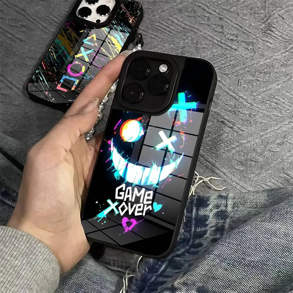 

Game Over Phone Case Glass Cover For Iphone 16 15 14 12 11 13 Pro Max Mini Puls Attraction CASE
