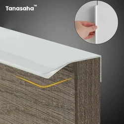 White Hidden Cabinet Pulls Drawer Knobs Long Pull Hidden Handles Aluminum Alloy Kitchen Cupboard Furniture Hardware Cabinet Knob