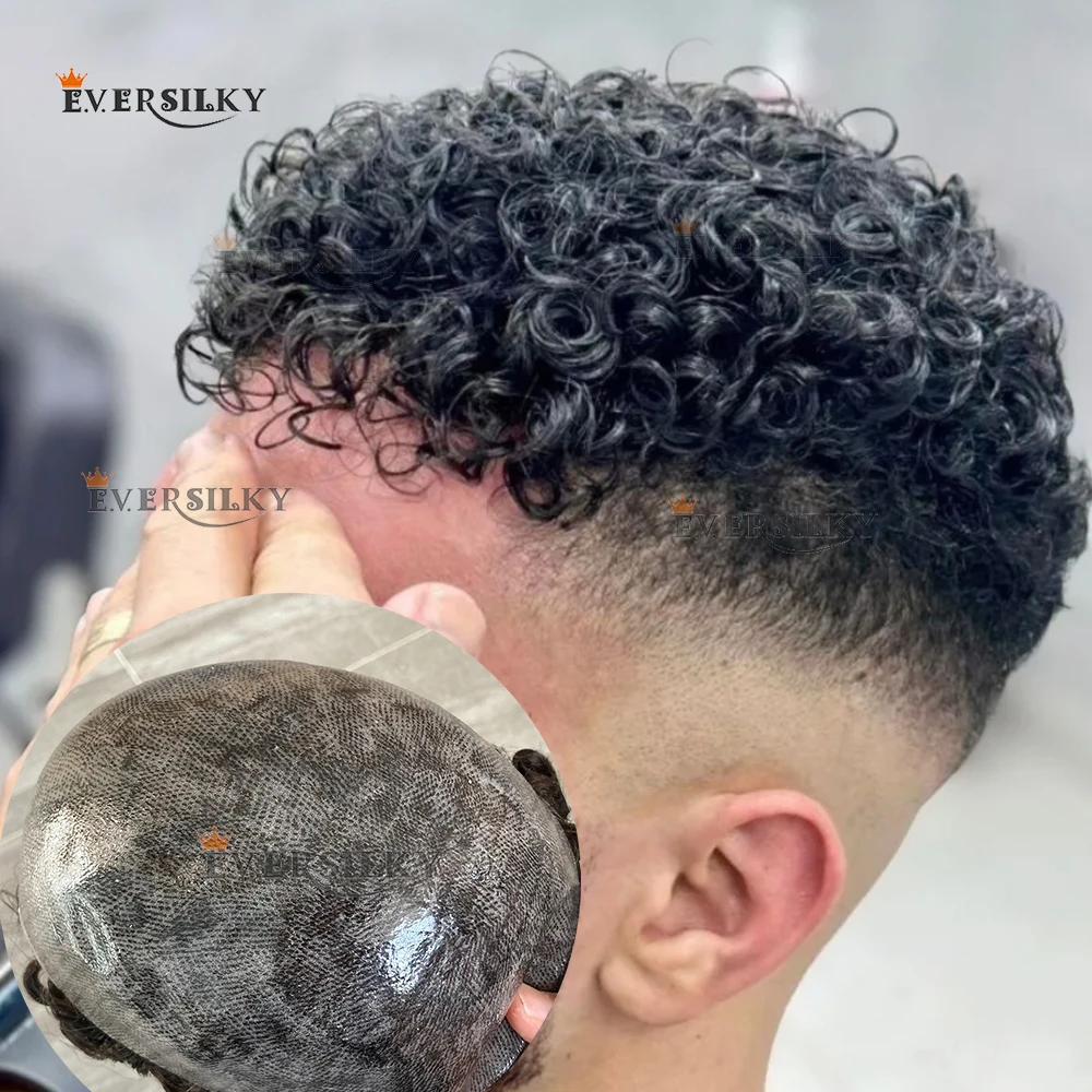 

18 мм вьющиеся афро-мужские черные волосы, капиллярные протезы, прочная кожа, искусственная кожа, управляемые шиньоны, натуральные волосы, человеческие волосы, мужской парик