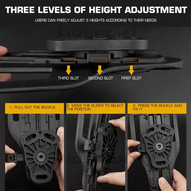 Adjustable Holster Attachments Belt Loop for Kydex Pistols Holsters Low Ride Belt Loop Platform, 3-Gear Adjustment Tactical Gear - Image 6