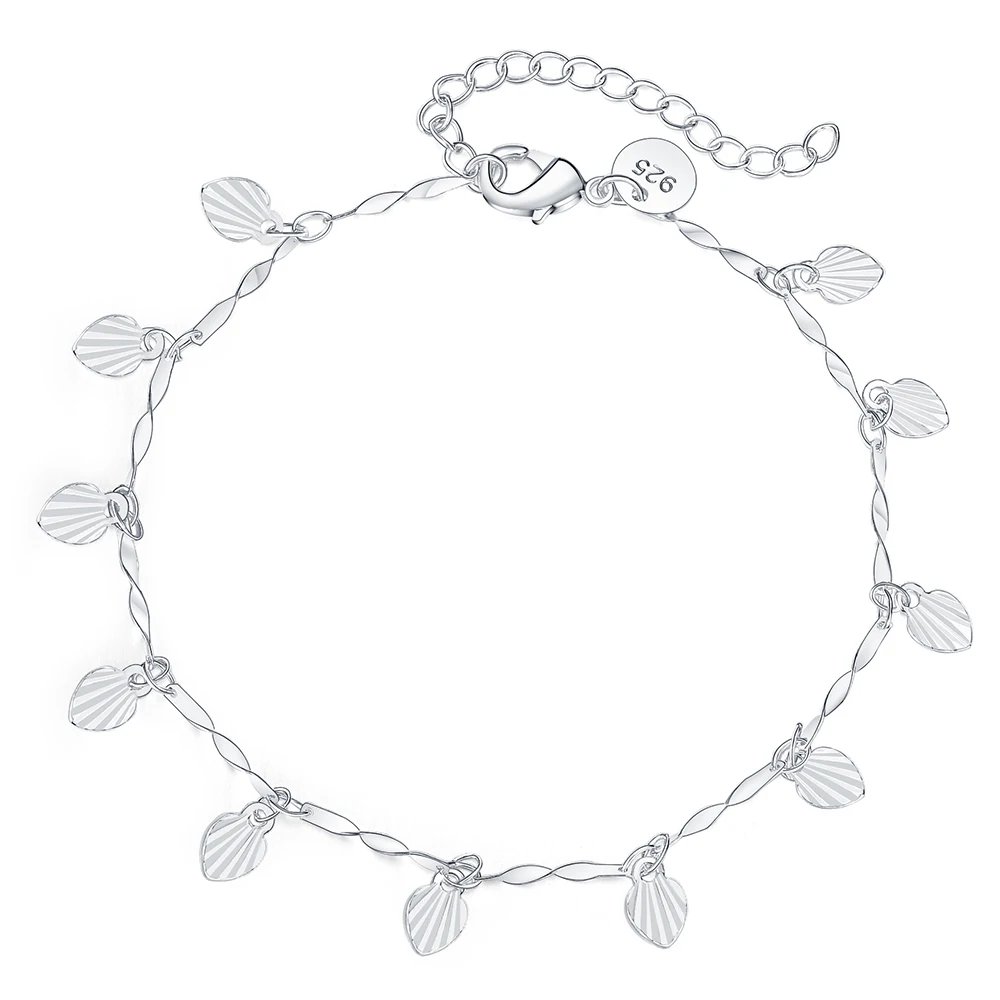 Promotion 925 Sterling Silver Pretty Nice Leaf Chain Bracelet Fashion Charm Anklet Wedding Cute Women Lady Party Gift