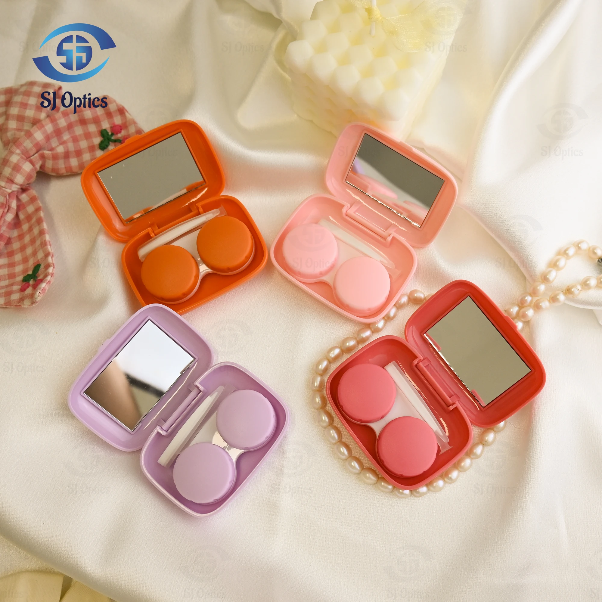 Effen Kleur Mini Contactlens Case Container Met Spiegel Vrouwen Ogen Contactlens Opbergdoos Mooie Reis Kit Box