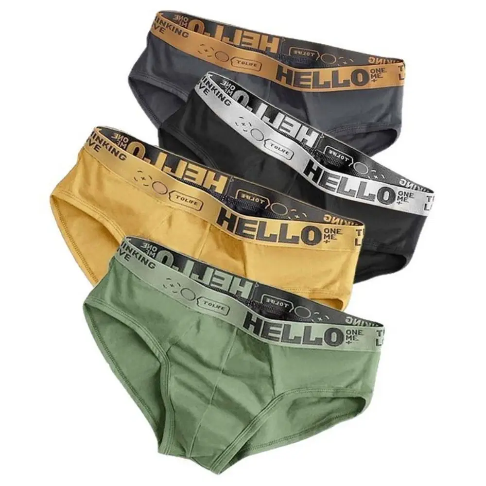 5PCS Simple Low Waist Men Thin Panties Male Lingerie Elastic Underwear for Men Briefs Letter Underpants Male