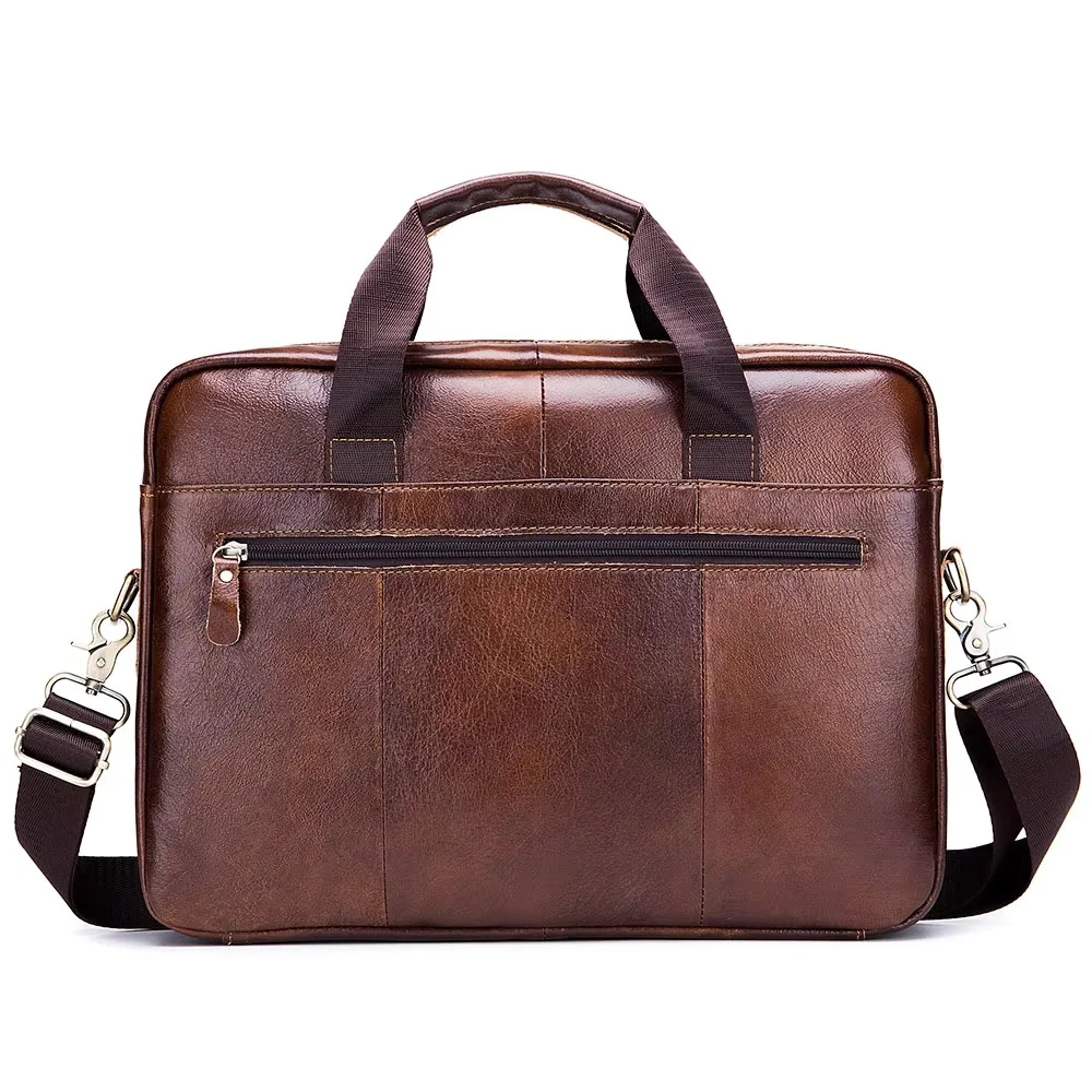 BULLCAPTAIN Briefcase Shoulder Messenger Bags Men's Genuine Leather 14 inch Laptop Bag's Men's Briefcase Office Business Handbag