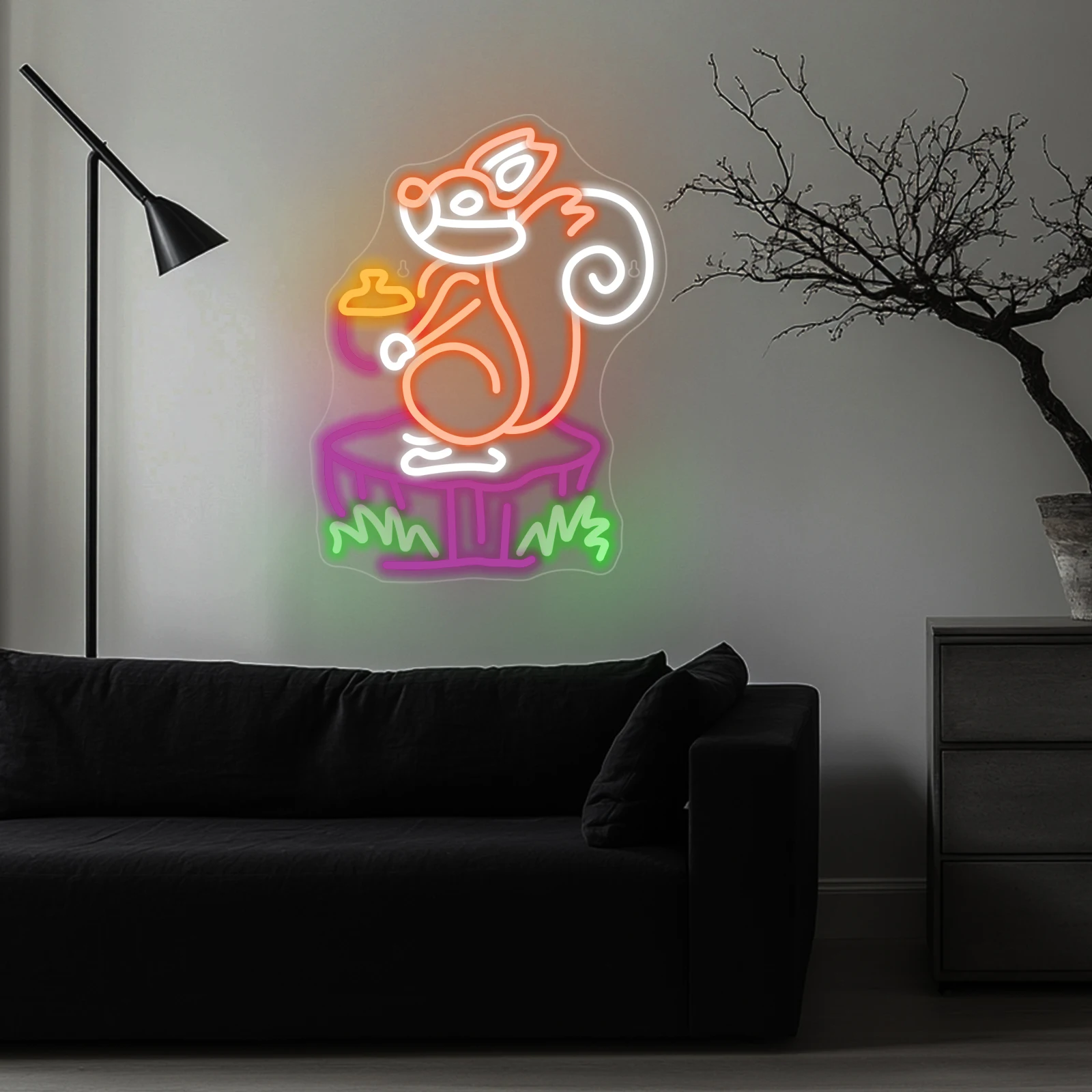 Squirrel Neon Sign Cute Led Light Up Sign For Wall Decor Children's Room Animal Paradise Kid's Birthday Gift Dimmable Lamp USB
