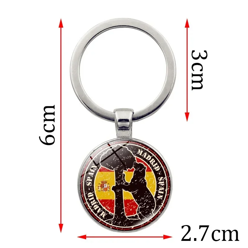 Glass Pendant Keychain National Flags Korea Singapore Netherlands UK Spain India Japan Italy Zinc Alloy Souvenir Gift 11.5g