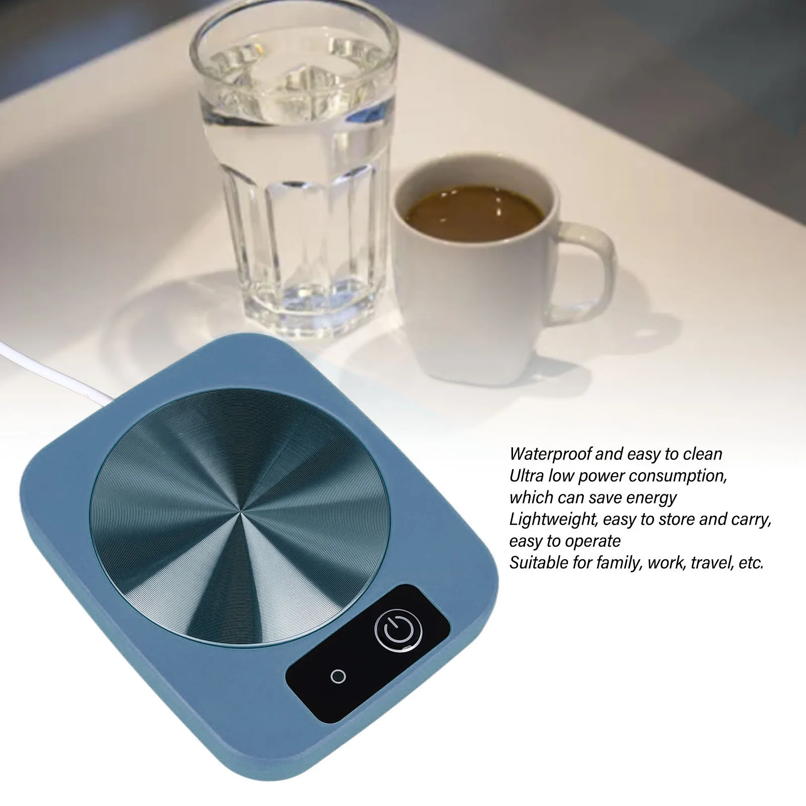 커피 워머 스마트 일정한 온도 USB 전원 휴대용 머그잔 워머 사무실 여행 홈 블루