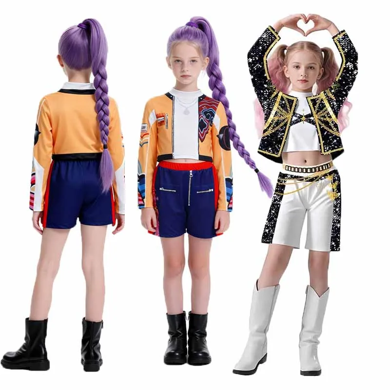 Rumi Cosplay K-Pop Warrior Costume Set Star Girls Group Children Role-Playing Clothes Kid Carnival Costume Suit Teen Performance