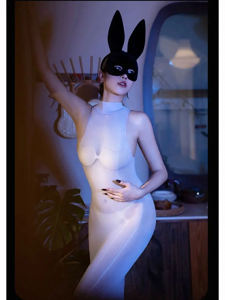 Vestido longo sem mangas Nylon Bodycon, Vestido Tanque Brilhante, Bodystocking Brilhante, Calças justas transparentes, Vestidos quentes, Lingerie Babydoll Sexy, 8D