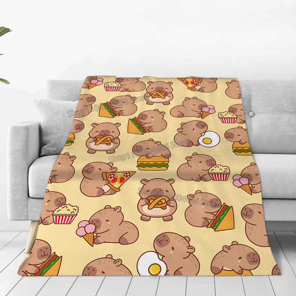 Multiple Sizes Capybara Blanket for Sofa,Bed,camping Warm Winter Blankets Anime Blanket Cartoon Home Decoration Supplies Gift