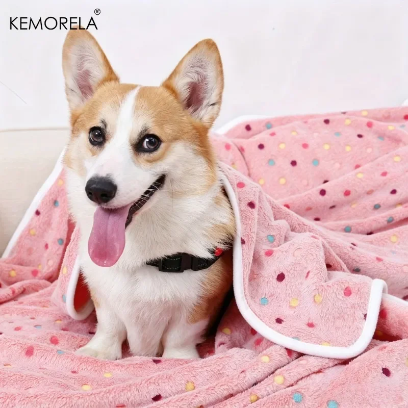 KEMORELA Weiche Flauschige Haustierdecke mit Niedlichem Punktmuster, Gemütliches Warmes Bett für Katzen und Hunde, Kleine bis Große Größen, Mattenbezug, Haustierzubehör – Detail 6
