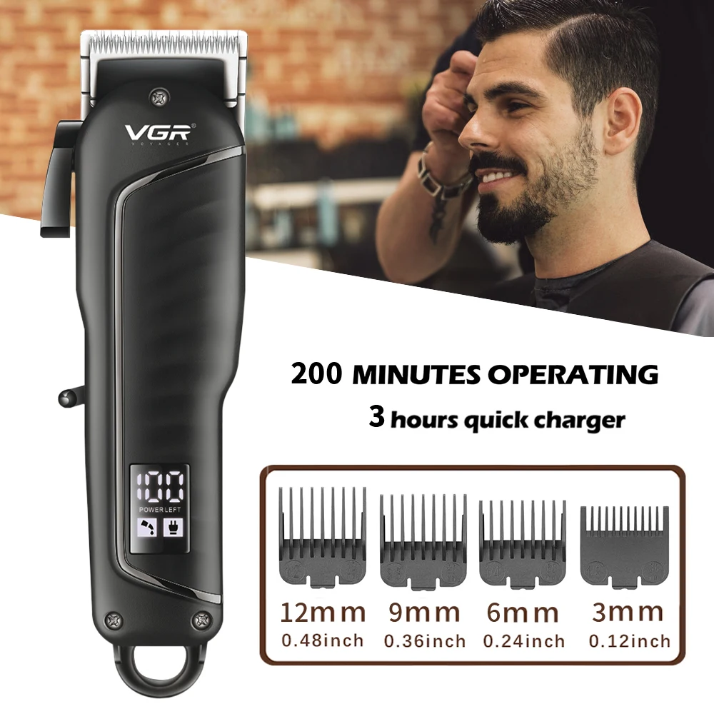 

VGR Rechargeable Hair Trimmer For Men Shaver Professional Hair Clipper Hair Cutting Machine Barber Accessories Cut Machin Beard