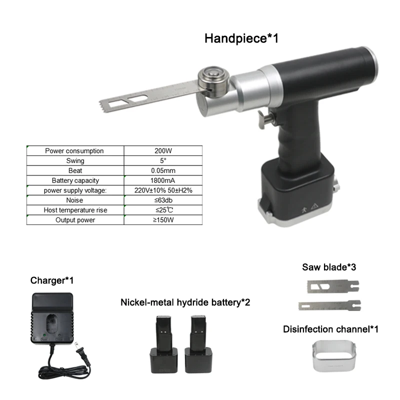 

GREATLH Electric Bone Cutting Saw Oscillating Saw Orthopedic Bone Saw with Blade Orthopedic Surgery Instrument Medical Supplies