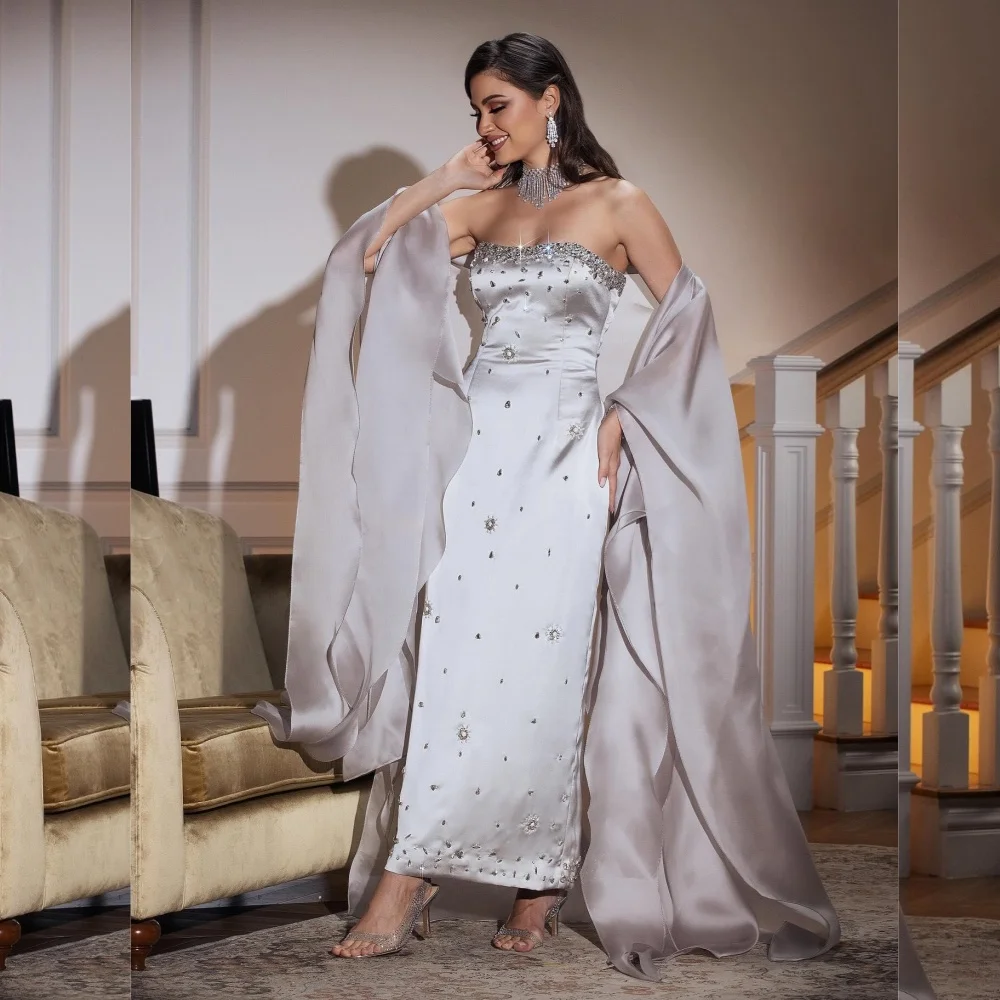 Intricate Jersey Pleat A-line Strapless Midi Dresses Homecoming Dresses Classic Exquisite Modern Style Pastrol Unisex