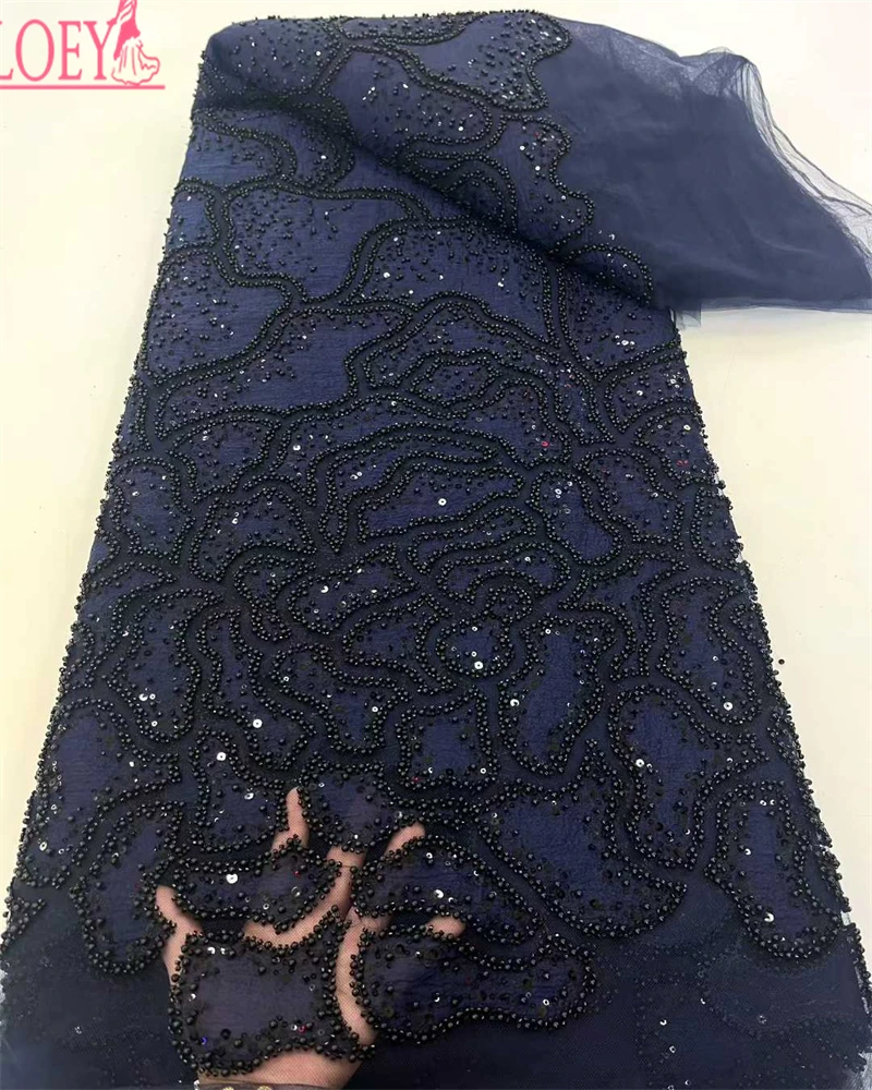 

OLOEYLatest Sequin Fashion Design Handmade Handmade Embroidery Beads For Wedding Women Gown Dress Lace Fabric Sell By
