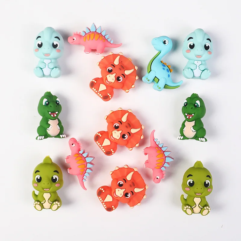 20pcs dinosaur 3D Silicone Beads Stereo Animal For Jewelry Making DIY Pen KeyChain Necklace Accessories Silicone Beads