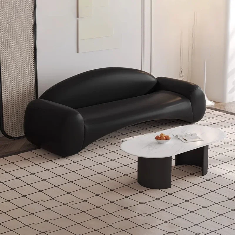 Canapé causeuse en cuir noir français pour adultes, canapé de sommeil design, meubles de luxe inclinables, livraison gratuite