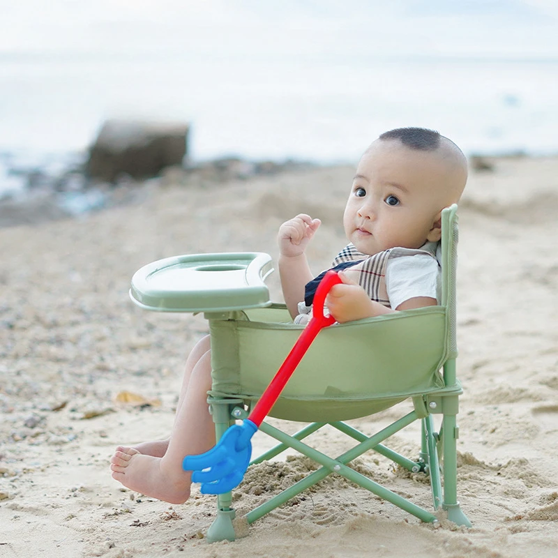 Baby Dining Chair Home Multifunctional Baby Chair Children's Portable Camping Table and Chairs with Detachable Dinner Plate