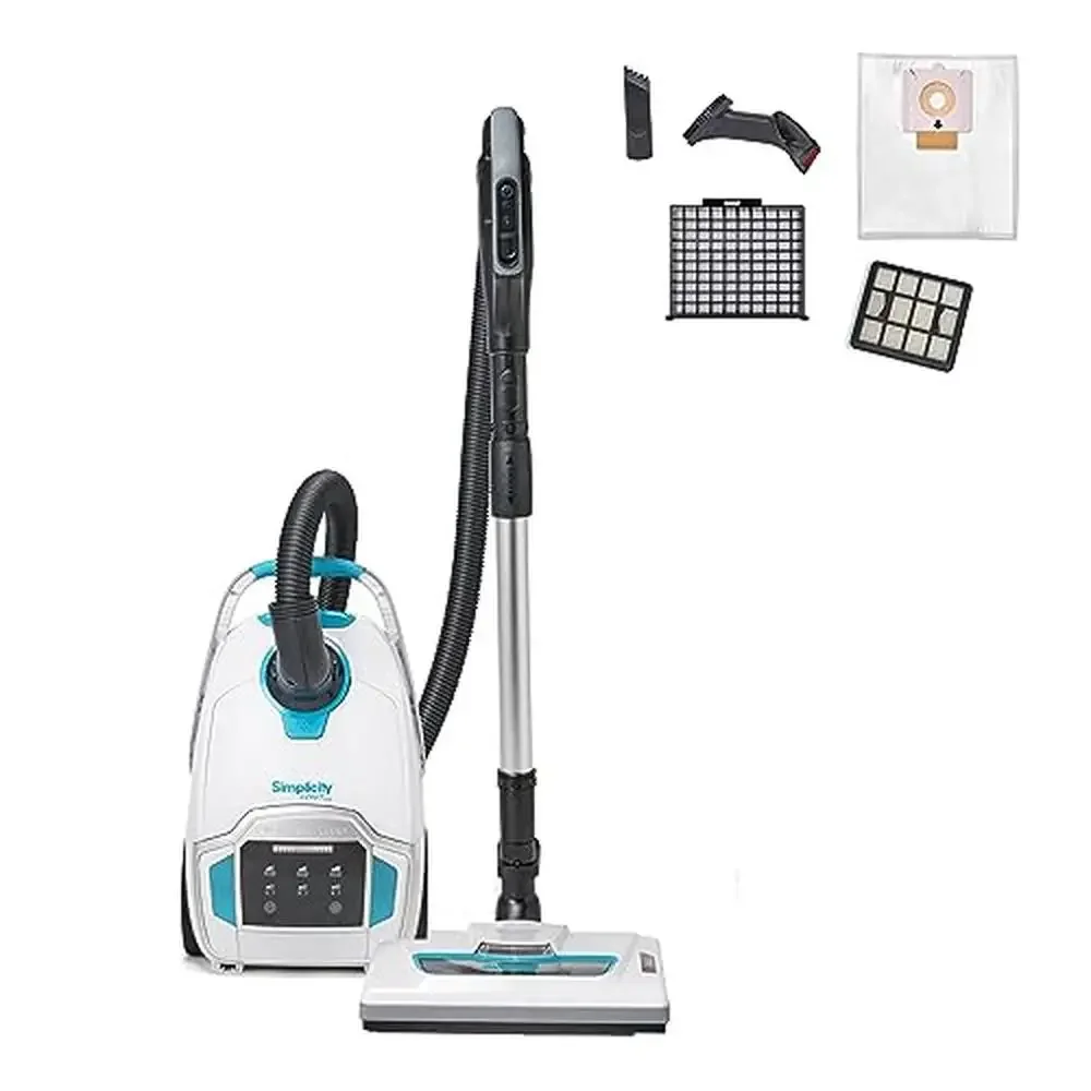 

Scout Plus Canister Vacuum Cleaner Wireless Digital Control Adjustable Motorized Floor Tool Extended Reach Hose HEPA Filtration