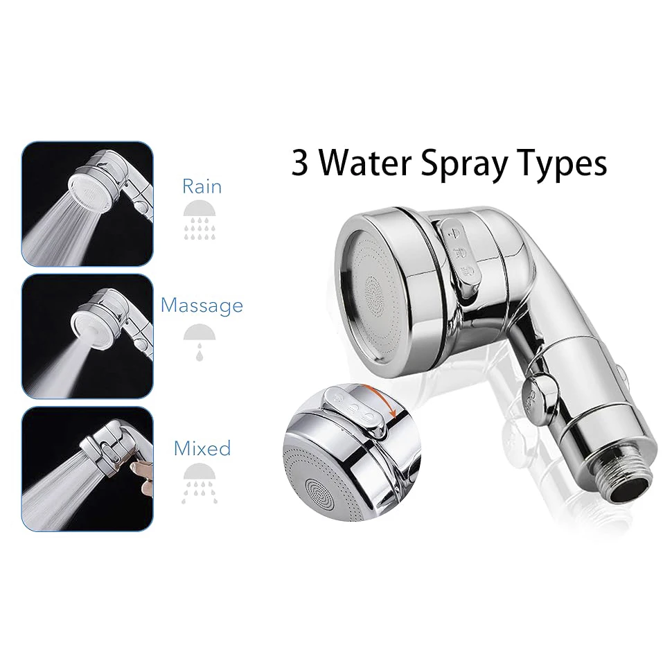 Handheld Faucet Water Diverting Shower Head External Rain Shower Head for Bathroom Kitchen Faucet Adapter Three Modes Adjustable