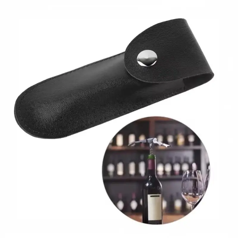 Portable Waterproof PU Leather Bottle Opener Case Easy to Store Wine Tool Sheath for Outdoor Hiking Picnic Parties