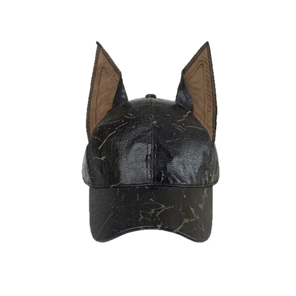 Modische Punk-Dobermann-Ohren Baseballkappen aus PU-Leder im Y2K-Stil mit Nieten, Spice-Girl-Hüte, verstellbare Sonnenschutz-Hip-Hop-Kappen für Männer und Frauen – Detail 8