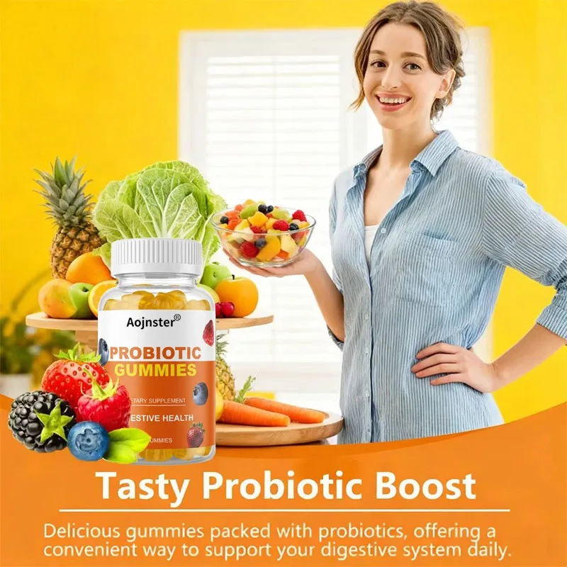 Mixed Berry Fruit Flavor Chewable Gummy,Daily Dietary Supplement,Nutrition Support for Digestive System Daily Body Wellness Care