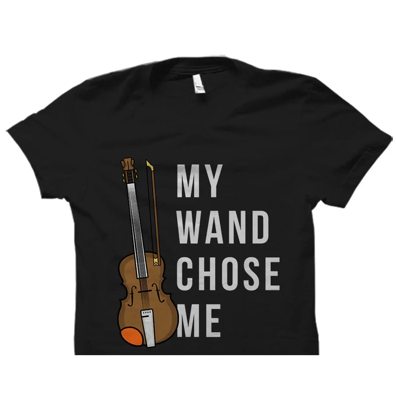 My Wand Chose Me Violin T Shirt Funny Violinist for Cello Strings Music Lovers Casual  vintage Washed graphic streetwear Unisex