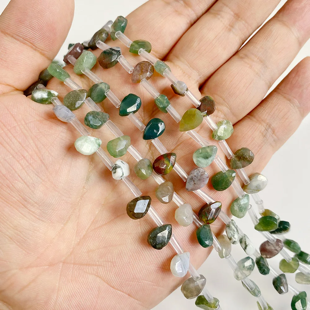 6x9mm Naturstein-Tropfenperlen Rosenquarz Amazonit Jade lose Perlen für handgefertigte Armbänder, Halsketten, Ohrringe, DIY-Bastelarbeiten – Detail 5