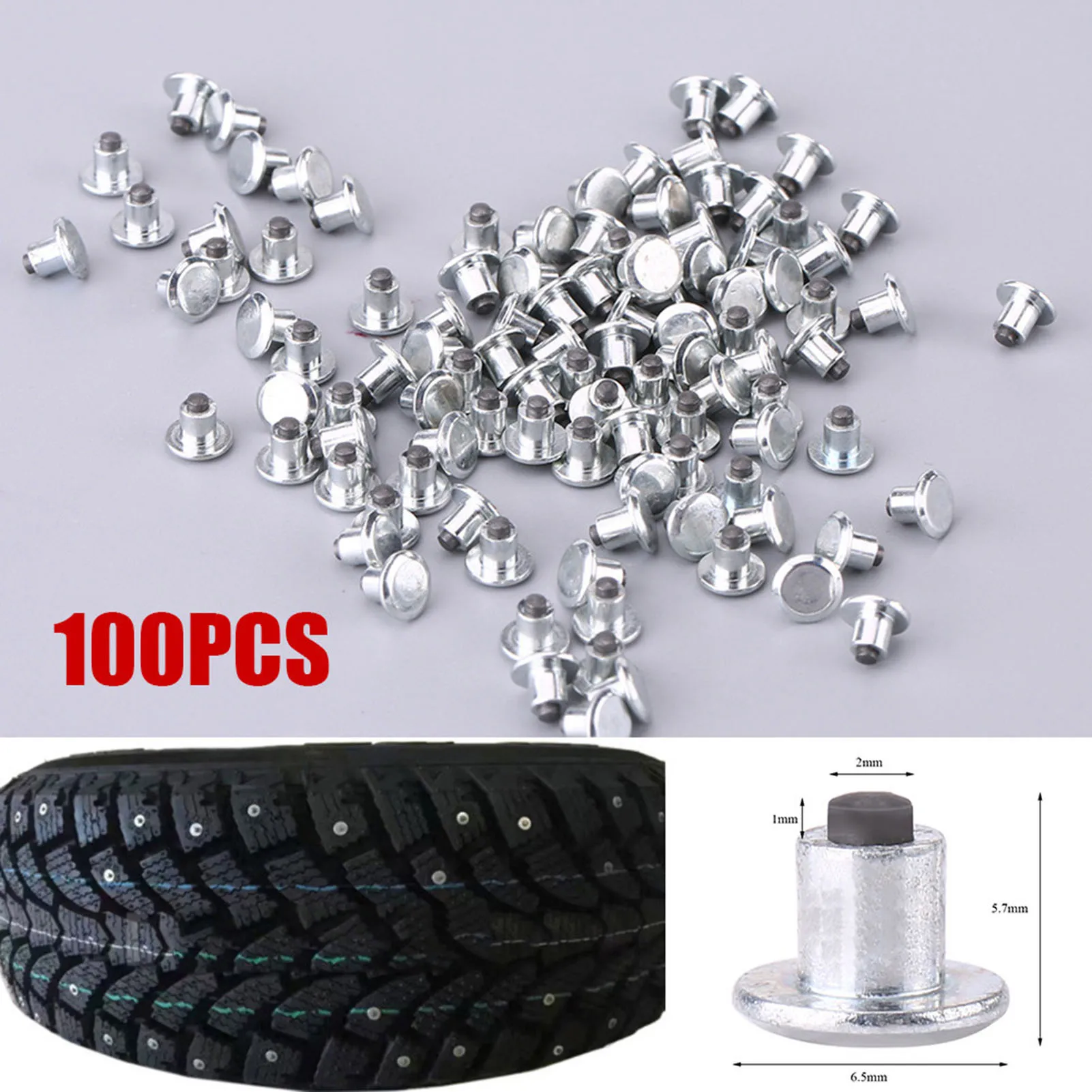E-bike Tire Spikes, 100pcs 6.5mm/0.26\