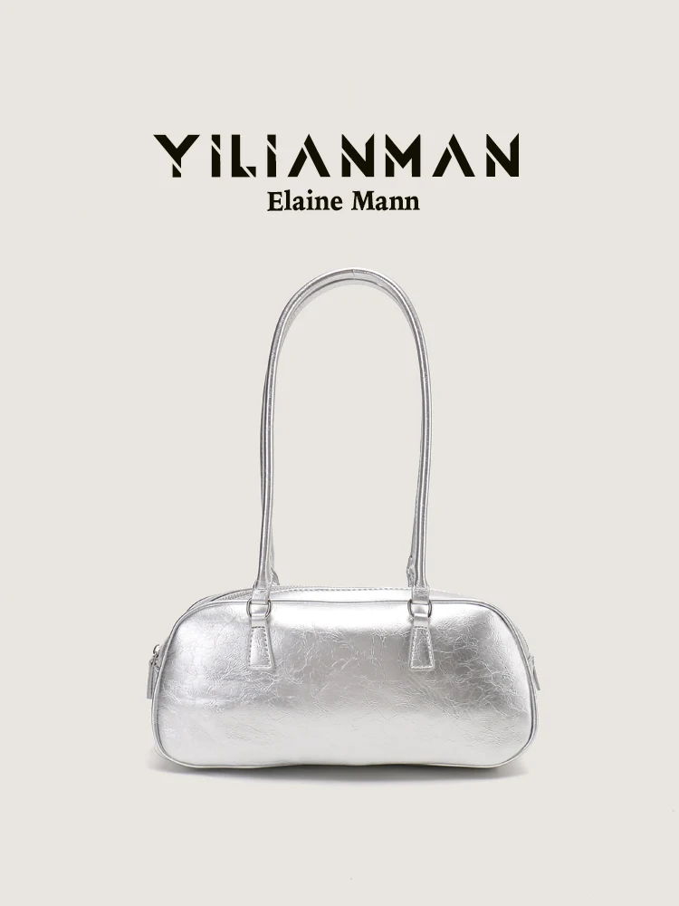 Elegant Silver Underarm Women's Bag Fashionable Handbag Elan Man Original Korean Style Ballet Style Single Shoulder Bag