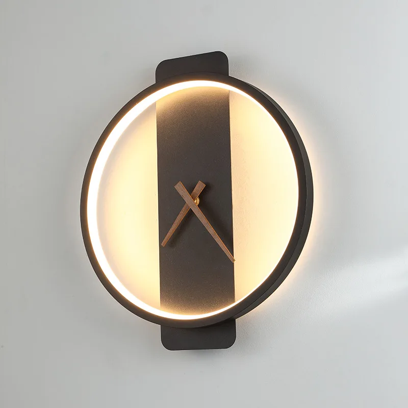 Nordic LED Wall Clock Lamp Indoor Lighting For Hotel Bedside Bedroom Simple Stairs Living Room Decora Wall Light Fixture