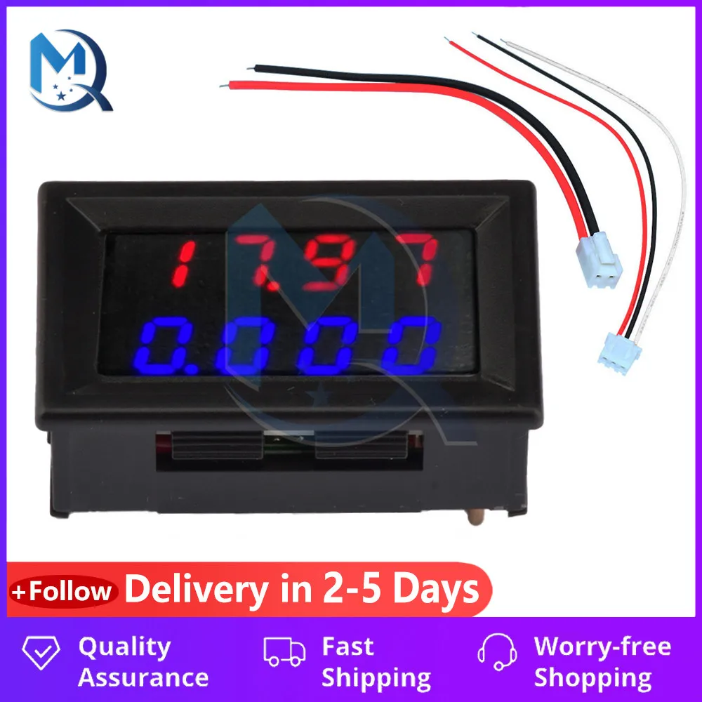 Mini Digital Voltmeter Ammeter DC 0-100V/ 7-110V 50A Amp Volt Voltage Current Meter Detector Tester 0.28 Dual LED Display Gauge