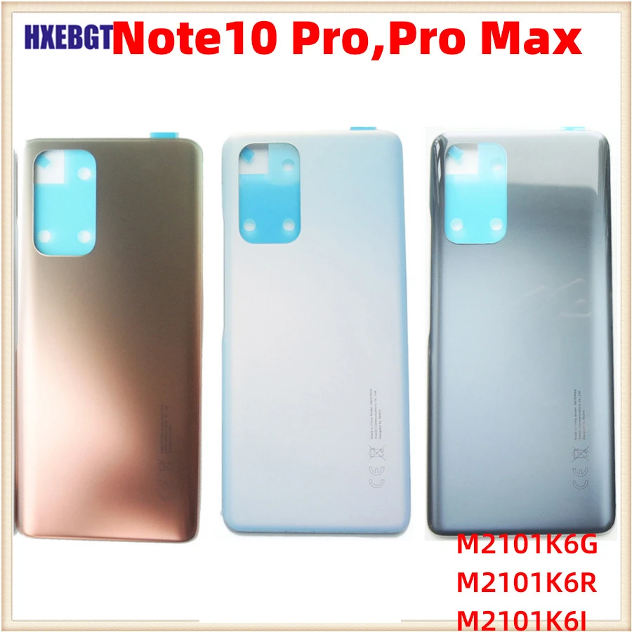 For Xiaomi Redmi Note 10 Pro, Pro Max Back Glass Chassis Rear Battery Cover Housing Door Mobile Phone Repair Parts